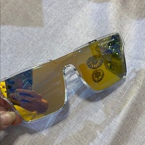 True Religion Clear Frame Sunglasses with Yellow Lenses